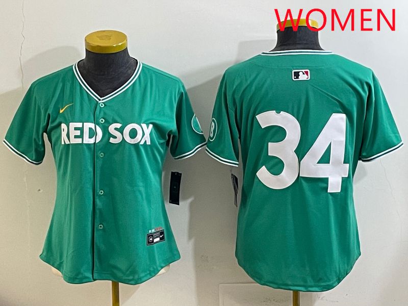 Women Boston Red Sox #34 No Name Green Joint Name Nike 2025 MLB Jersey style 1